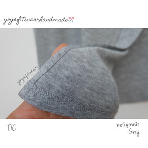 Yogafitwear Handmade Tank : เสื้อกล้าม คอวี ผูกหน้า (ผ้าT/C) (Grey) (YF0023V)
