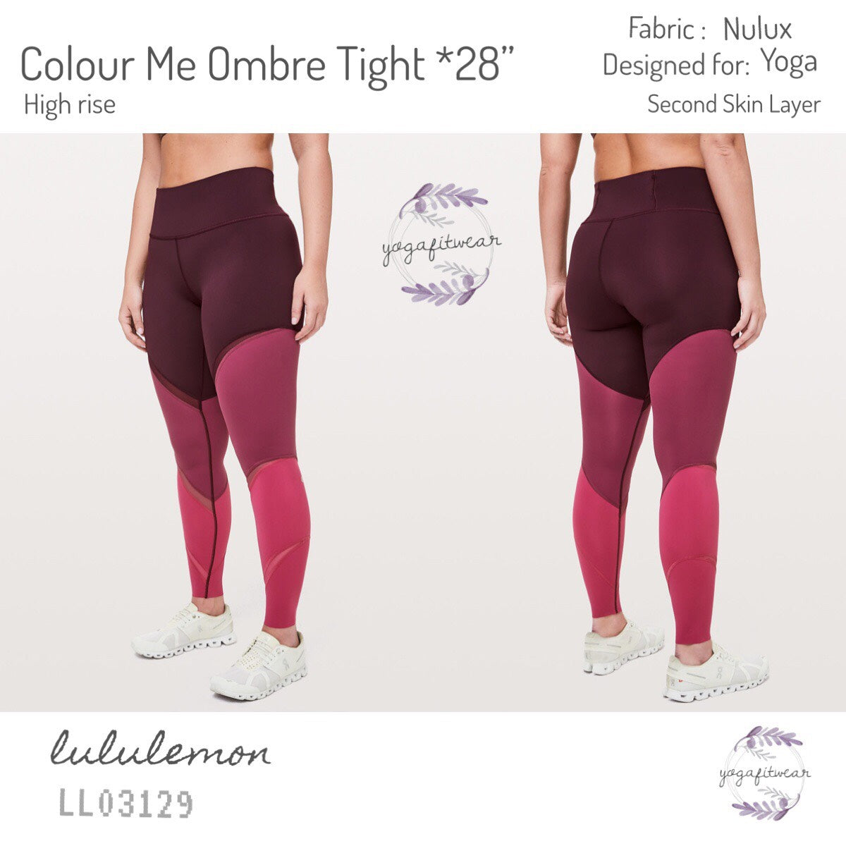 Lululemon - Colour Me Ombre Tight*28” (Dark Adobe/Blush Berry/Violet Red) (LL03129)