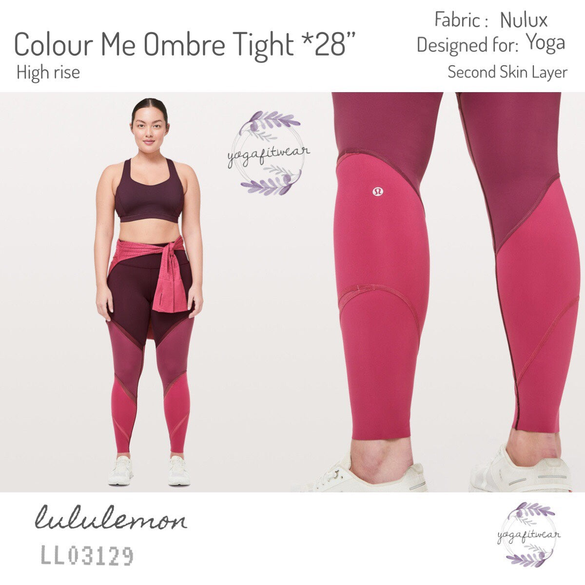 Lululemon Colour Me Ombre Tight *28 - Dark Adobe / Blush Berry