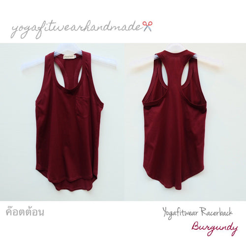 Yogafitwear Handmade Tank : Racerback (ผ้าค๊อตต้อน) (Burgundy) (YF0022R)