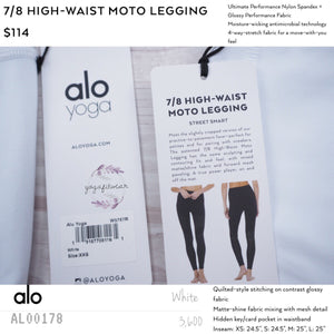 Alo - 7/8 High-Waist Moto Legging (White) (AL00178)