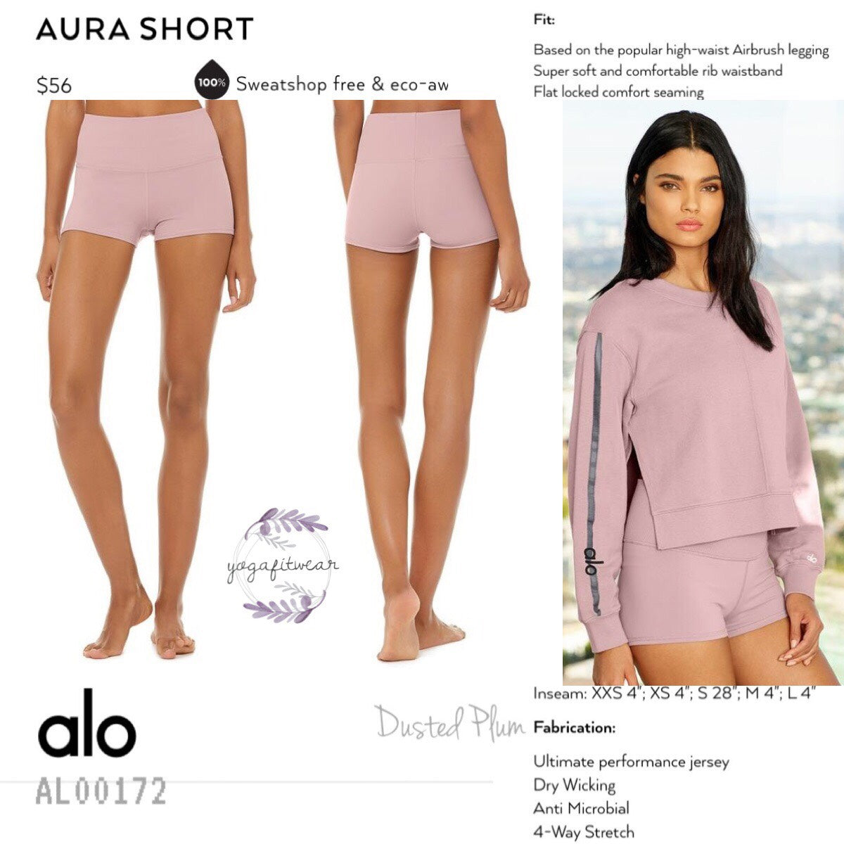Alo - Aura Short (Dusted Plum) (AL00172)