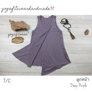 Yogafitwear Handmade Tank : เสื้อกล้ามคอวี ผูกหน้า (ผ้าT/C) (Deep Purple) (YF0003V)
