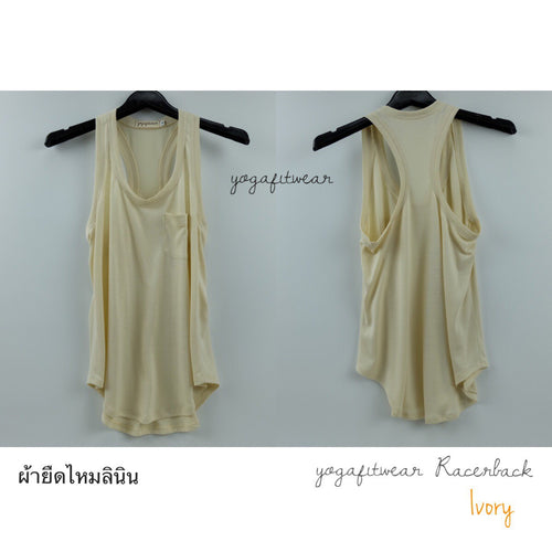 Yogafitwear Handmade Tank : Racerback (ผ้ายืดไหมลินิน) (Ivory) (YF0014R)