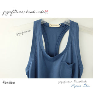 Yogafitwear Handmade Tank : Racerback (ผ้าค๊อตต้อน) (Marine Blue) (YF0016R)