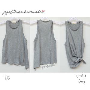 Yogafitwear Handmade Tank : เสื้อกล้าม ผูกข้าง (ผ้าT/C) (Grey) (YF0023S)
