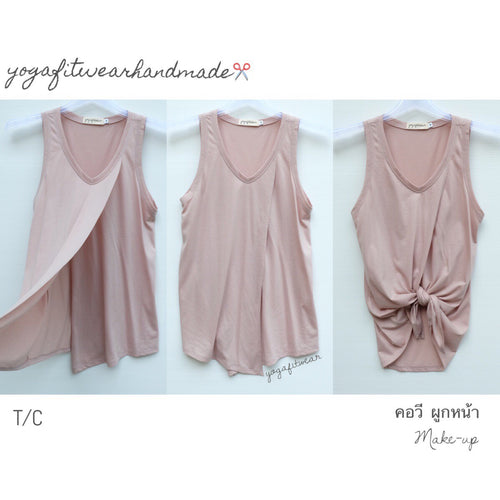 Yogafitwear Handmade Tank : เสื้อกล้าม คอวี ผูกหน้า (ผ้า T/C) (Make up) (YF0001V)