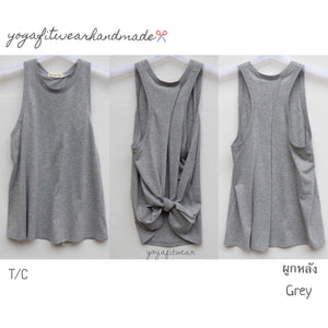 Yogafitwear Handmade Tank : เสื้อกล้าม ผูกหลัง (ผ้า T/C) (Grey) (YF0023B)