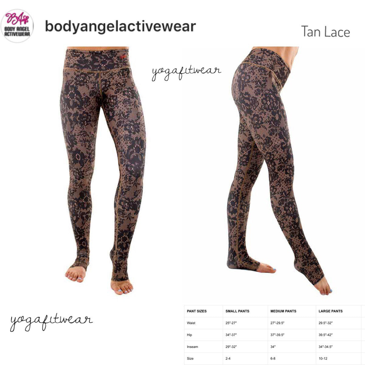 Body Angel Activewear - Tan Lace Legging (Nude/Gold) (BA00002)