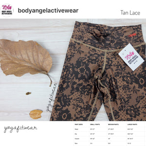 Body Angel Activewear - Tan Lace Legging (Nude/Gold) (BA00002)