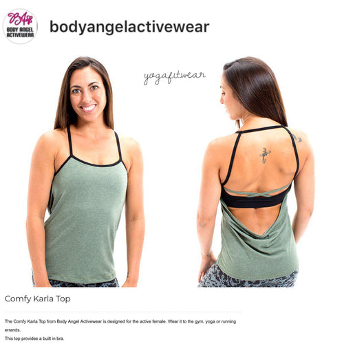 Body Angel Activewear - Comfy Karla  Top (Sage-green/black) (BA00010)