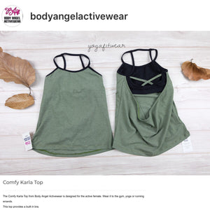 Body Angel Activewear - Comfy Karla  Top (Sage-green/black) (BA00010)