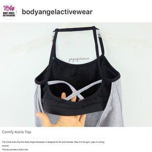Body Angel Activewear - Comfy Karla  Top (Heather grey/black) (BA00011)