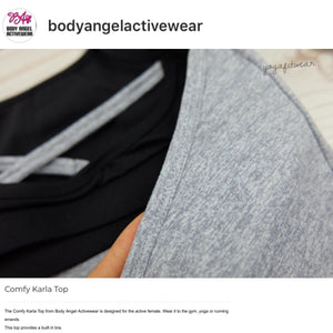 Body Angel Activewear - Comfy Karla  Top (Heather grey/black) (BA00011)
