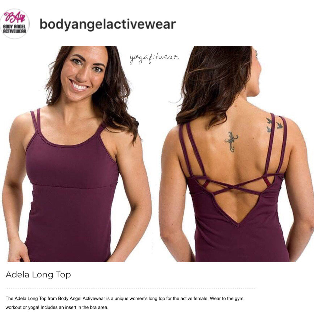 Body Angel Activewear - Adela Long Top (Plum) (BA00014)