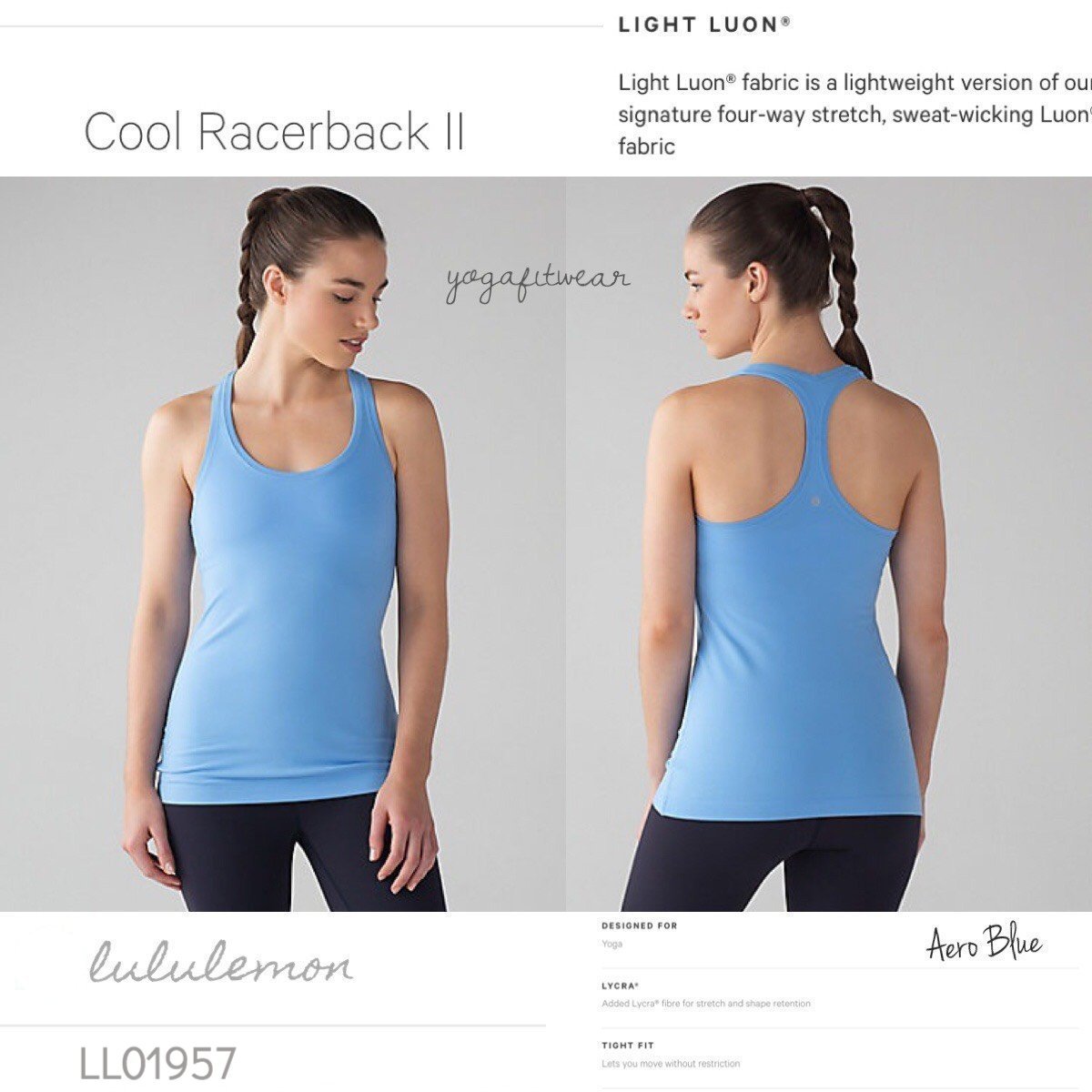 Lululemon - Cool RacerbackII (Aero Blue) (LL01957) – Yogafitwear