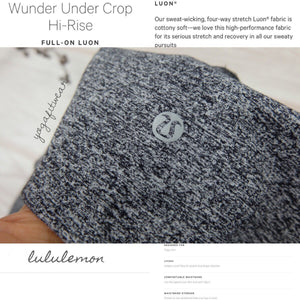 Lululemon - Wunder Under Crop Hi-rise *Full-on Luon  (AUD) (Heathered Black) (LL02068)