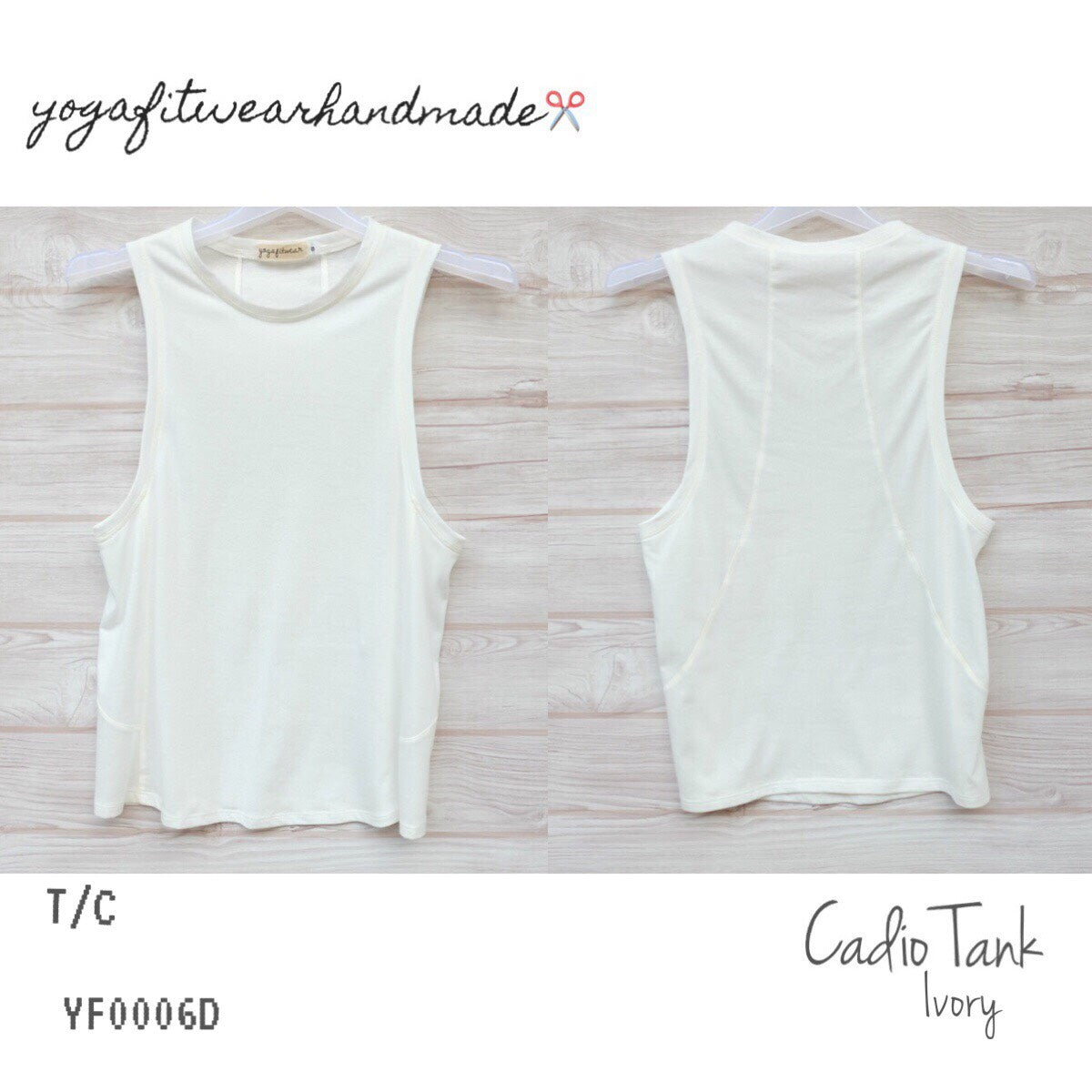Yogafitwear Handmade Tank : Cadio Tank (ผ้า  T/C) (Ivory) (YF0006D)
