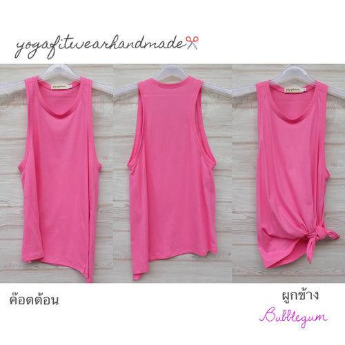 Yogafitwear Handmade Tank : เสื้อกล้าม ผูกข้าง (ผ้า CM32) (Bubblegum) (YF0026S)