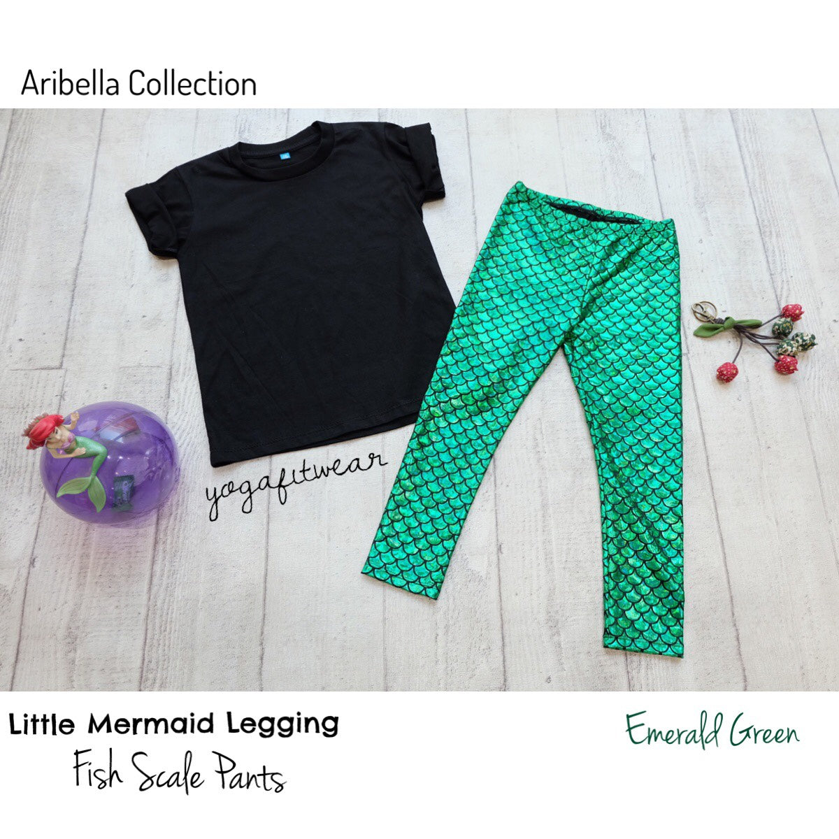 Yogafitwear - Little Mermaid Legging Fish Scale Pants (Emerald Green) (NA00002)