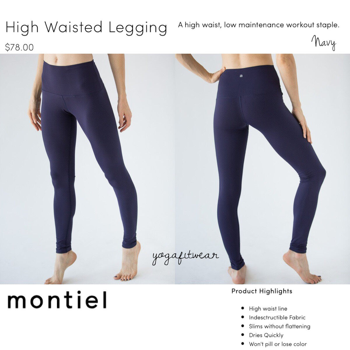 Montiel Legging - High Waisted Legging (Navy) (MT00088)