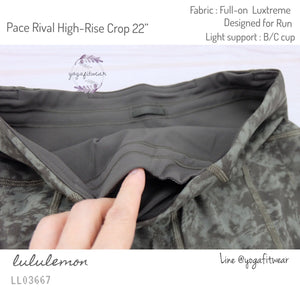 Lululemon : Pace Rival High-Rise Crop 22” (Summer Shade Medium Olive Dark Olive) (LL03667)