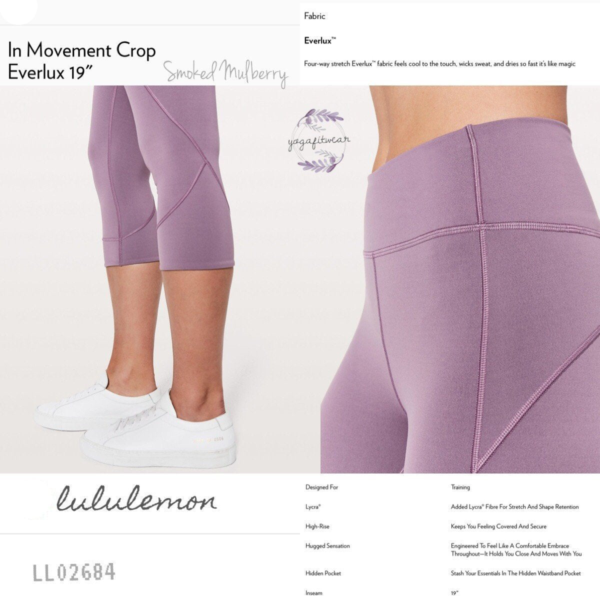 Lululemon - In Movement Crop*Everlux 19” (Smoked Mulberry) (LL02684) –  Yogafitwear