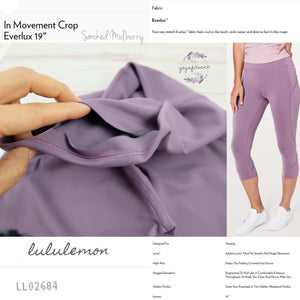 Lululemon - In Movement Crop*Everlux 19” (Smoked Mulberry) (LL02684)