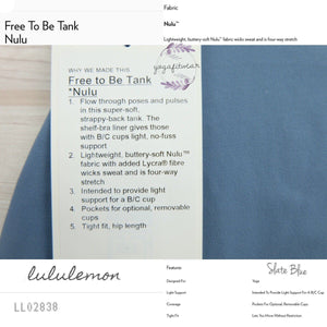 Lululemon - Free to be Tank *Nulu (Slate Blue) (LL02838)
