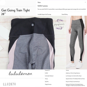 Lululemon - Get Going Train Tight *28” (USA) (Heathered Black/black/Smoky blush) (LL02870)