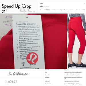 Lululemon - Speed Up Crop*21 (Flamenco Red) (LL02878)