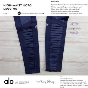 alo : High-Waist Moto Legging (Rich Navy /Rich Navy Glossy) (AL00055)