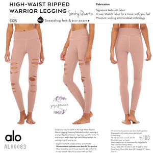 alo : High-Waist Ripped Legging Warrior (Smoky Quartz) (AL00083)