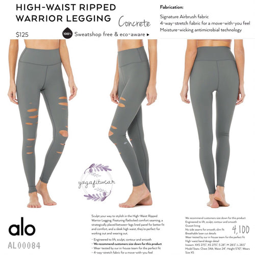 Buy Alo Yoga Women's High Waist Ripped Warrior Legging, Anthracite