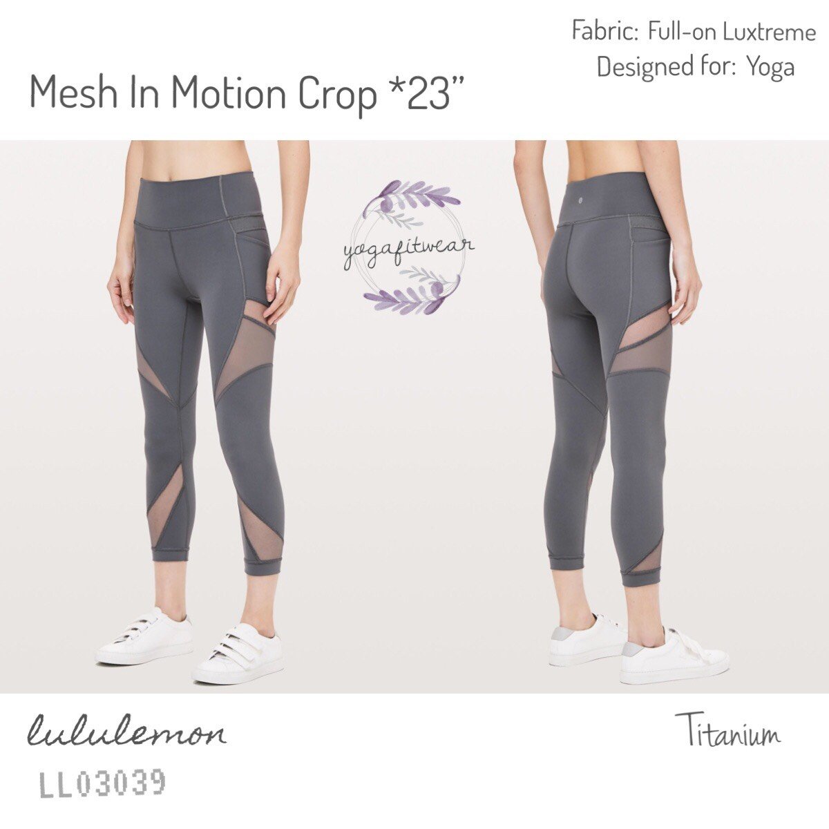 Lululemon - Mesh In Motion Crop*23” (Titanium) (LL03039)